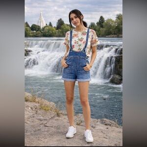 🌻VERY RARE🌻ANTHROPOLOGIE NWT Pilcro Slouchy Overall Shorts Size 25.